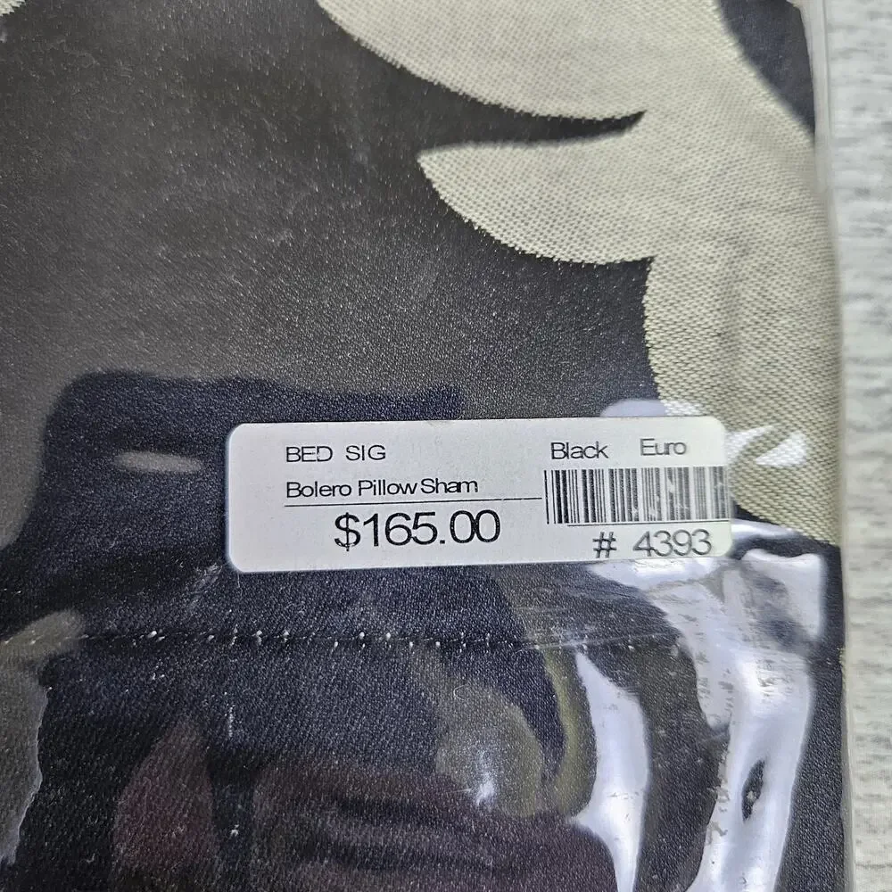 $475 Signoria Firenze Italian Luxury Pillow Sham Set Black Euro Standard Bolero